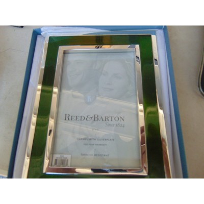 Reed & Barton Silverplate Picture Frame With Jade Green Enamel 6346   192627600070